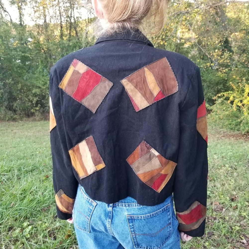 Vintage Suede Patchwork Modi Bomber Jacket - image 2